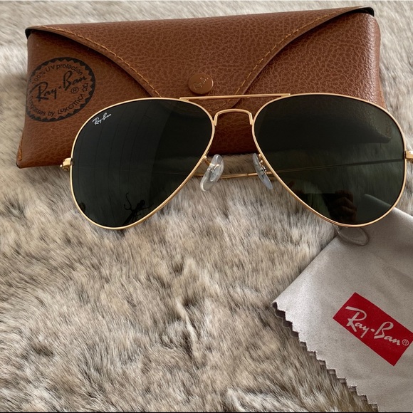 Authentic Ray Ban Aviator Sunglasses Gold - Picture 7 of 10
